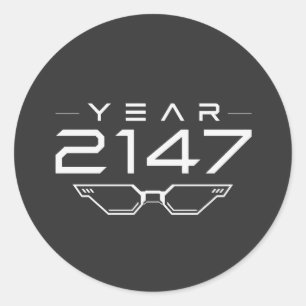 JAHR 2147 Cyberpunk Sci-Fi Retro Weltraum Runder Aufkleber