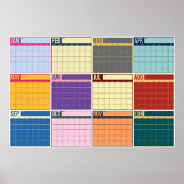 Jahr auf einen Blick undatierter fetter Retro-Wand Poster