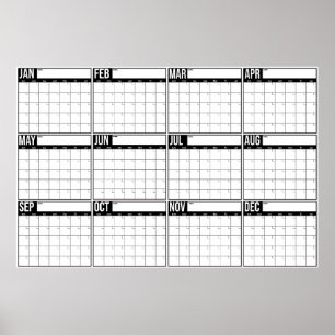 Jahr auf einen Blick undatierter minimalistischer Poster