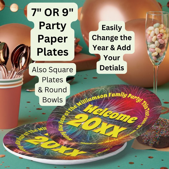 Jahr bearbeiten Text hinzufügen Name Neues Jahr 20 Pappteller (Von Creator hochgeladen)
