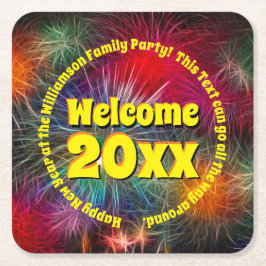 Jahr bearbeiten Text hinzufügen Name Neues Jahr 20 Rechteckiger Pappuntersetzer