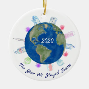 Jahr Bleibe Zuhause Quarantine World 2020 Covid Keramik Ornament