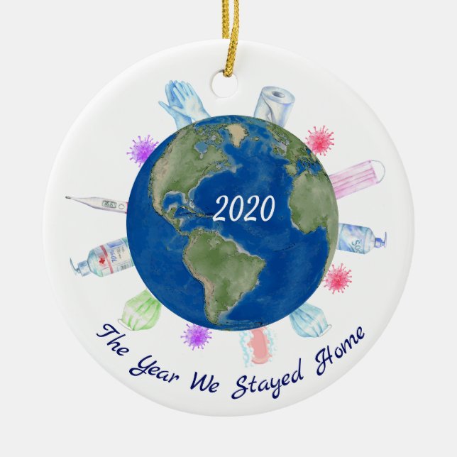 Jahr Bleibe Zuhause Quarantine World 2020 Covid Keramik Ornament (Vorne)