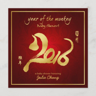 Jahr der Affe-Babyparty Einladung