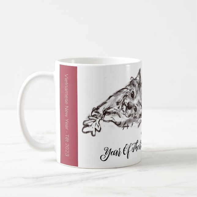 Jahr der Cat Kitty Tinte Zeichnend Tasse (Links)