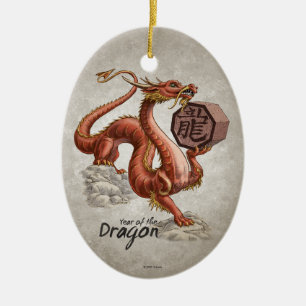 Jahr der Drache-chinesischen Tierkreis-Kunst Keramik Ornament