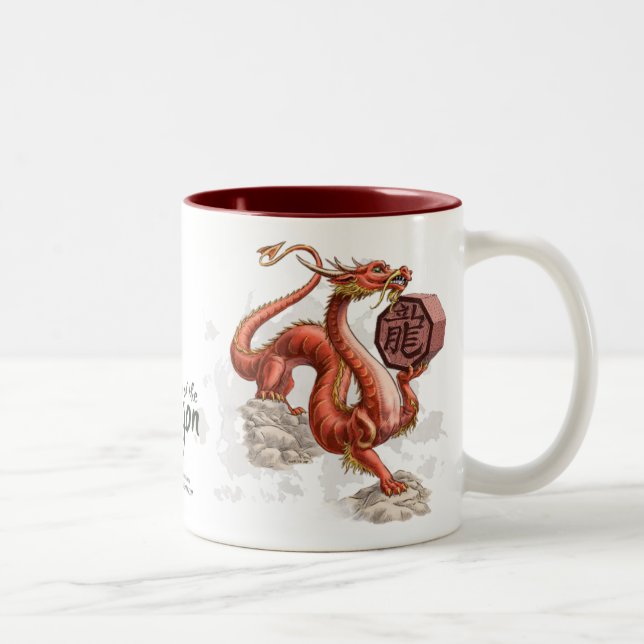 Jahr der Drache-chinesischen Tierkreis-Kunst Zweifarbige Tasse (Rechts)