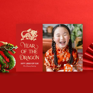 Jahr der Dragon FOIL Chinesischen Neujahrskarte Folien Feiertagskarte