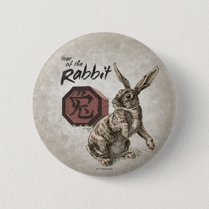 Jahr der Kaninchen-chinesischen Tierkreis-Kunst Button