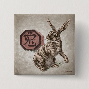 Jahr der Kaninchen-Chinesischen Zodiakkunst Button