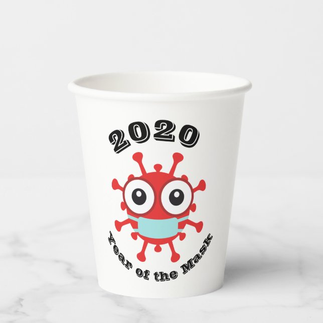 Jahr der Maske 2020 Pappbecher (Vorderseite)