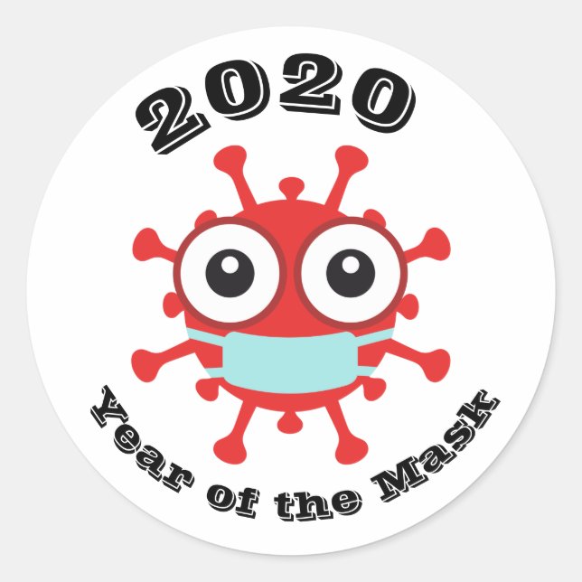 Jahr der Maske 2020 Runder Aufkleber (Vorderseite)