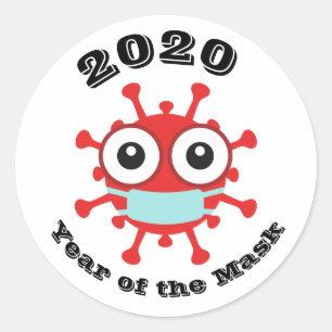 Jahr der Maske 2020 Runder Aufkleber
