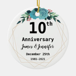Jahr der Personalisierten Namen zum 10. Jahrestag  Keramik Ornament