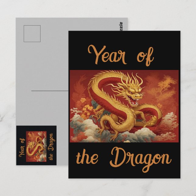 Jahr der Postkarte des Drachen (Vorne/Hinten)