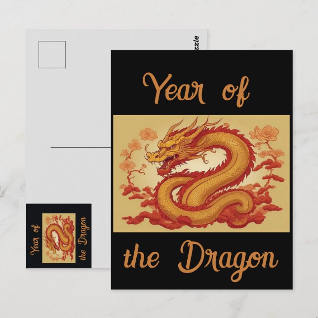 Jahr der Postkarte des Drachen (Vorne/Hinten)