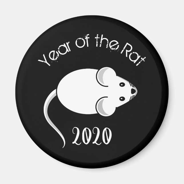 Jahr der Ratte 2020 Maus mit Text Magnet (Vorne)