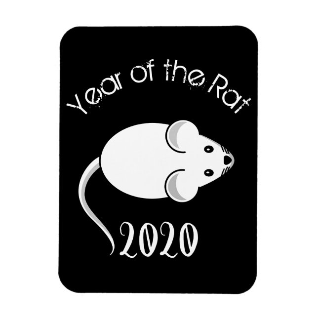 Jahr der Ratte 2020 Maus mit Text Magnet (Vertikal)