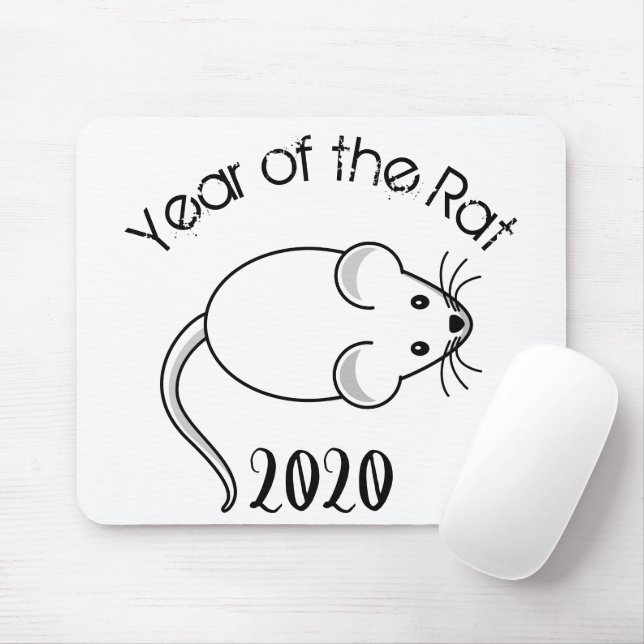 Jahr der Ratte 2020 Maus mit Text Mousepad (Mit Mouse)