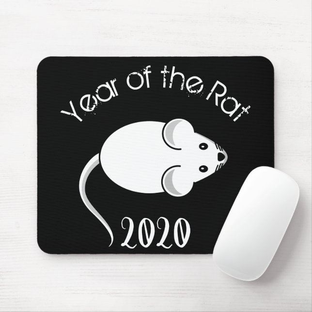 Jahr der Ratte 2020 Maus mit Text Mousepad (Mit Mouse)