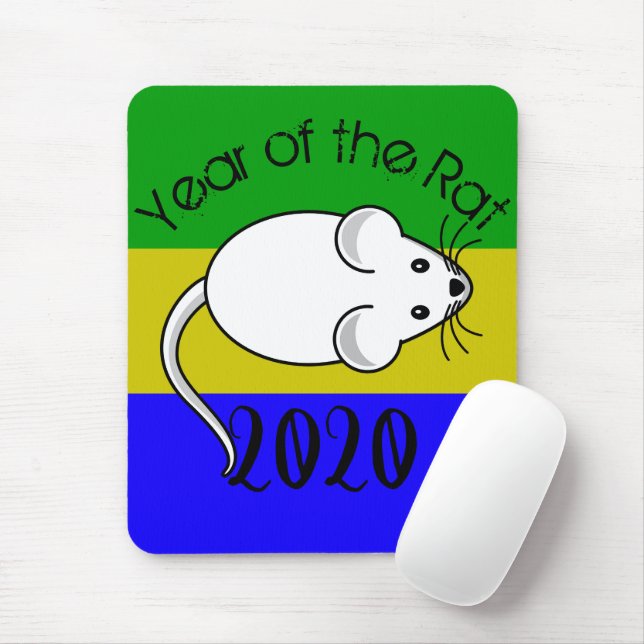 Jahr der Ratte 2020 Maus mit Text Mousepad (Mit Mouse)