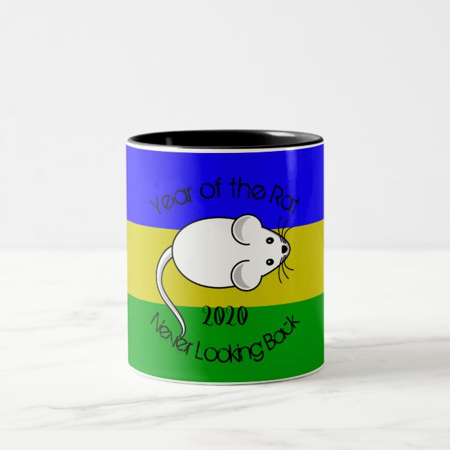 Jahr der Ratte 2020 Maus mit Text Zweifarbige Tasse (Mittel)