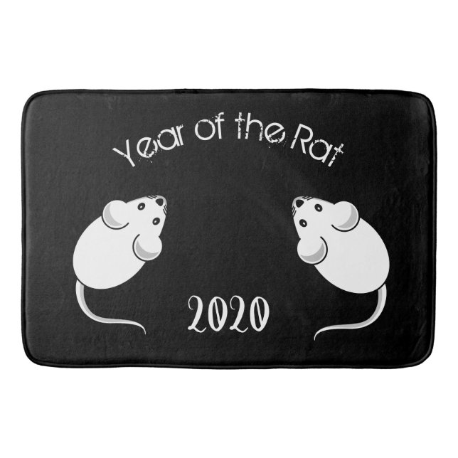 Jahr der Ratte 2020 Mäuse mit Text Badematte (Vorderseite)