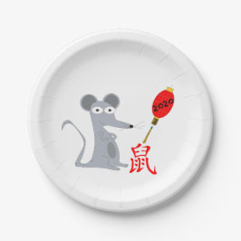 Jahr der Ratte 2020 Pappteller