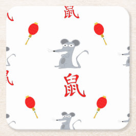 Jahr der Ratte 2020 Rechteckiger Pappuntersetzer