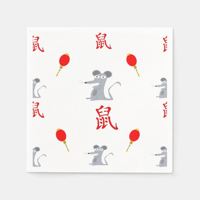 Jahr der Ratte 2020 Serviette (Vorderseite)