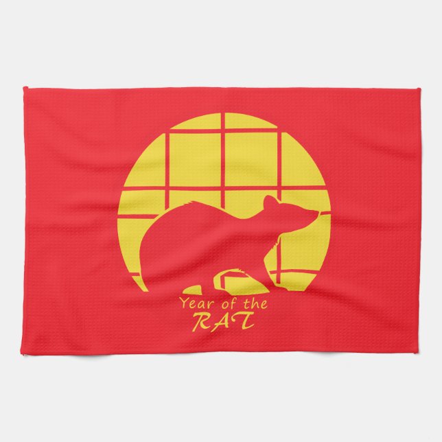 Jahr der Ratte Geschirrtuch (Horizontal)