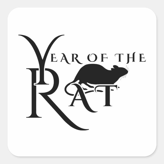 Jahr der Ratte Quadratischer Aufkleber (Vorderseite)