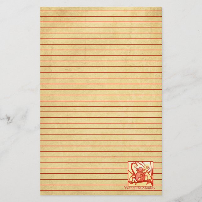 Jahr der roten Farbe des Affen Briefpapier (Vorderseite)