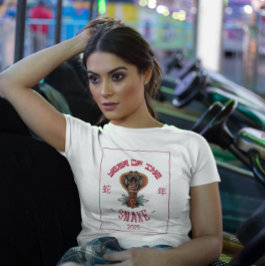 Jahr der Schlange 2025 蛇 年 farbenfroher Kobra Kopf T-Shirt