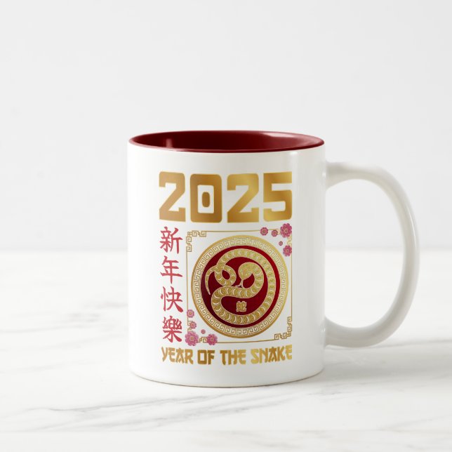 Jahr der Schlange 2025 | Chinesisches Neujahr 2025 Zweifarbige Tasse (Rechts)