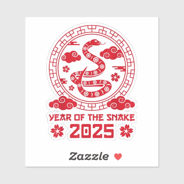 Jahr der Schlange 2025 Chinesisches Neujahr Aufkleber (Blatt)