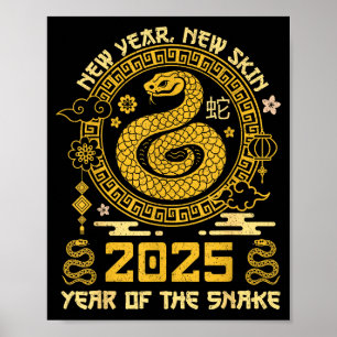 Jahr der Schlange 2025 Frohes Lunar chinesisches N Poster