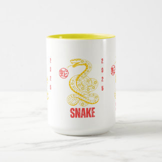 Jahr der Schlange 2025 Gold Tasse