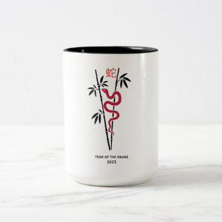 Jahr der Schlange 2025 in Bamboo Zweifarbige Tasse