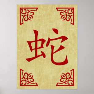 Jahr der Schlange chinesisches Symbol Poster
