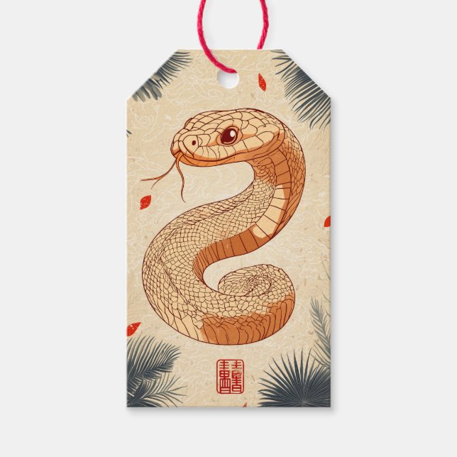 Jahr der Schlange Majestic Cobra Doppeltes Glück Geschenkanhänger (Vorderseite)