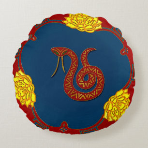 Jahr der Schlange Rundes Kissen
