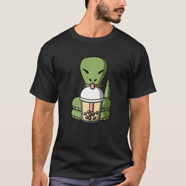 Jahr der Schlangenblase in China Neujahr Boba Tea T-Shirt (Vorderseite)