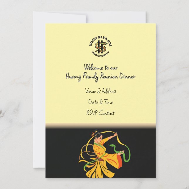 Jahr der Schlangenfamilie Wiedersehen Dinner Einla Einladung (Rückseite)