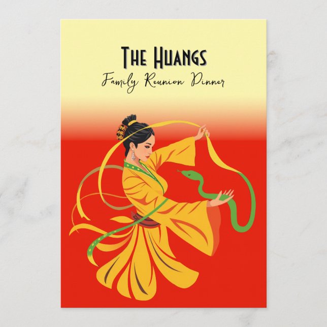 Jahr der Schlangenfamilie Wiedersehen Dinner Einla Hinweiskarte (Vorderseite)