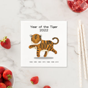 Jahr der Tiger 2022 Niedlicher chinesischer Zodiak Serviette