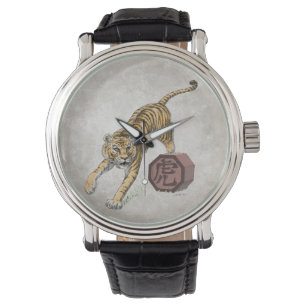 Jahr der Tiger-chinesischen Tierkreis-Kunst Armbanduhr