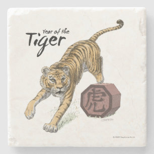 Jahr der Tiger Chinesischen Zodiac-Tierart Steinuntersetzer