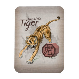 Jahr der Tiger-Chinesischen Zodiakkunst Magnet