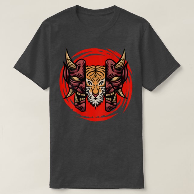 Jahr der Tiger Samurai Maske japanische Kultur T-Shirt (Design vorne)